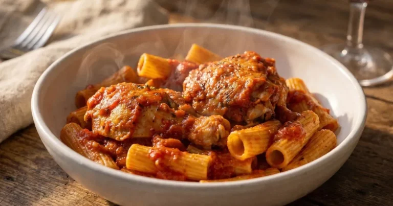chicken and pasta in tomato sauce